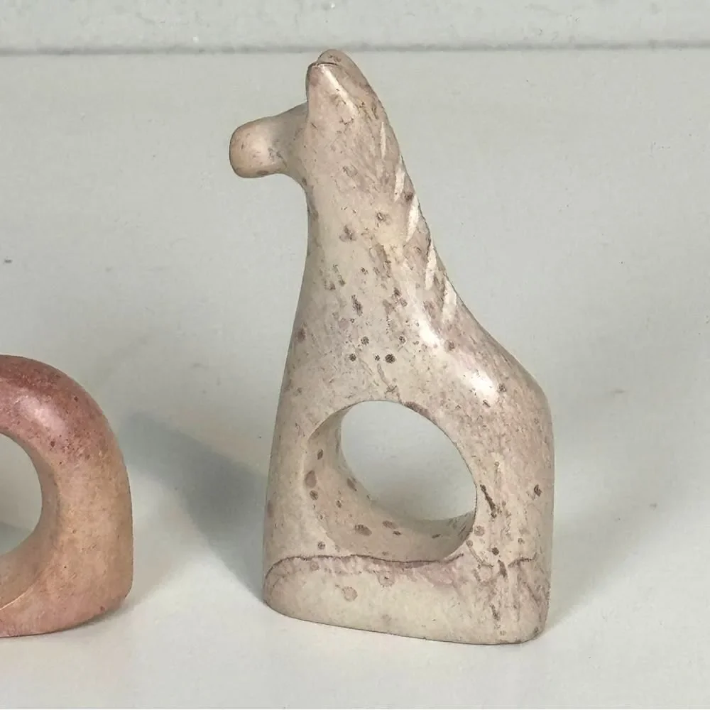 4 Soapstone Jungle Animal Napkin Rings